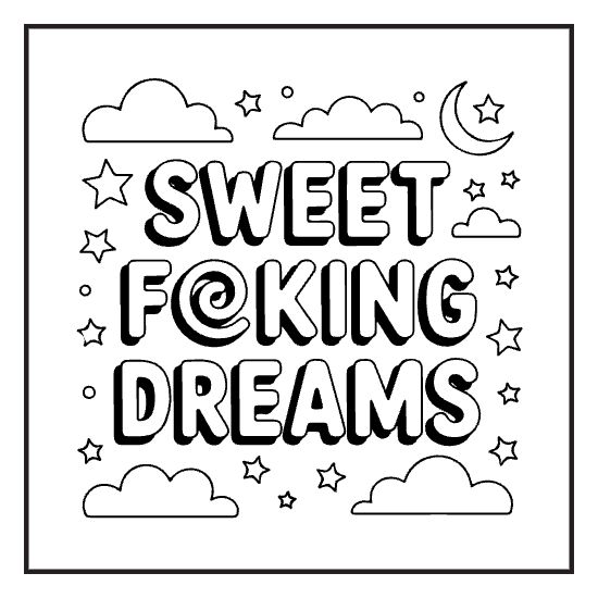 Funny Lettering Print, a sassy swear word lettering coloring page for adults