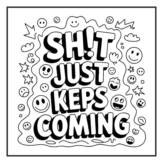 Mood Phrase Print, a sassy swear word lettering coloring page for adults