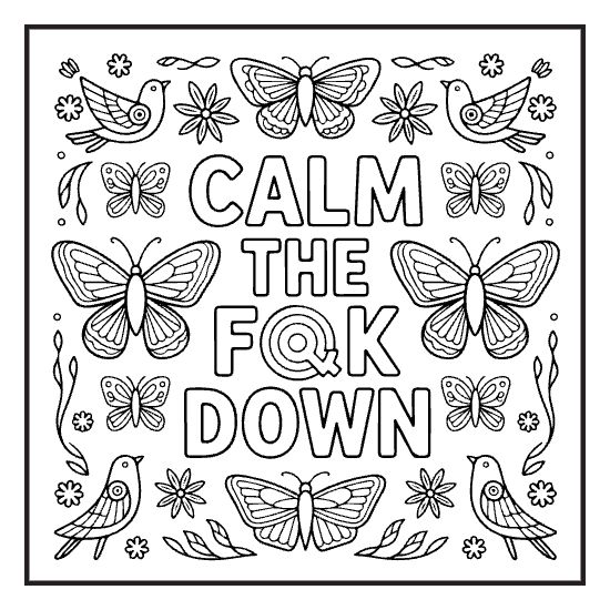 Sweary Print, a sassy swear word lettering coloring page for adults