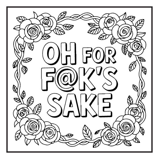 Sassy Slogan Print, a sassy swear word lettering coloring page for adults