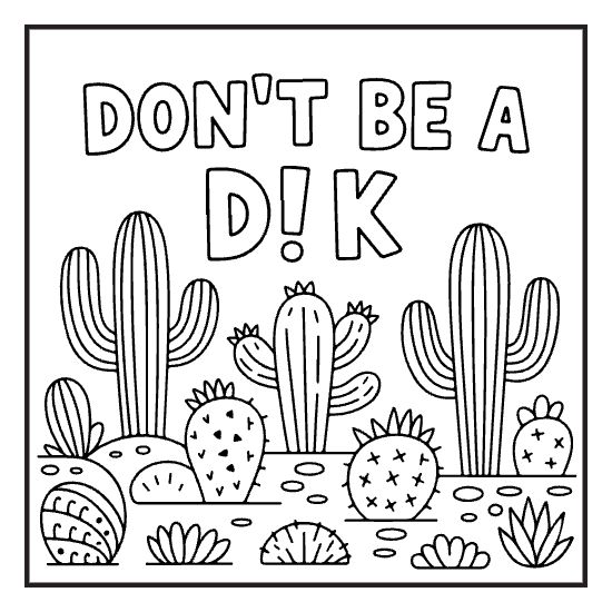 Funny Lettering Print, a sassy swear word lettering coloring page for adults