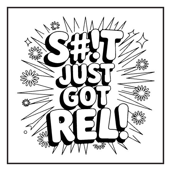 Sweary Quote Page, a sassy swear word lettering coloring page for adults