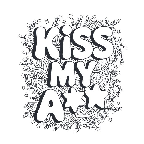 Sassy swear word lettering coloring page for adults