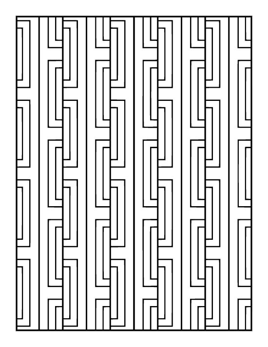 Vertical stripes of interlocking Greek key motifs lined across a coloring sheet