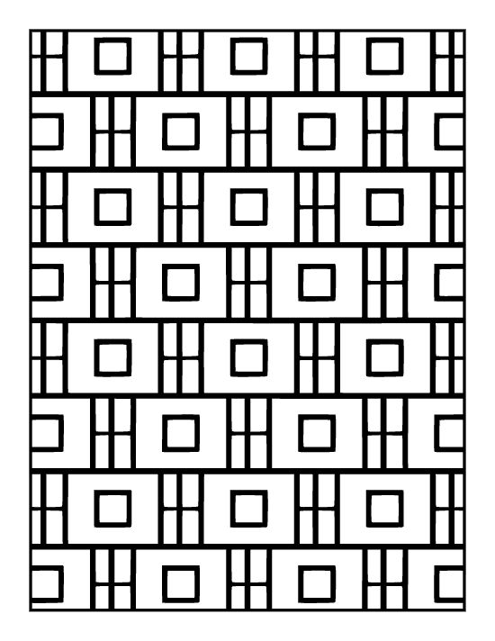Rows of square frames separated by vertical bars across a coloring sheet