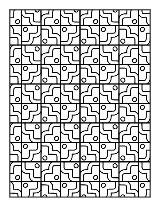 curved line grid pattern with circles in each square