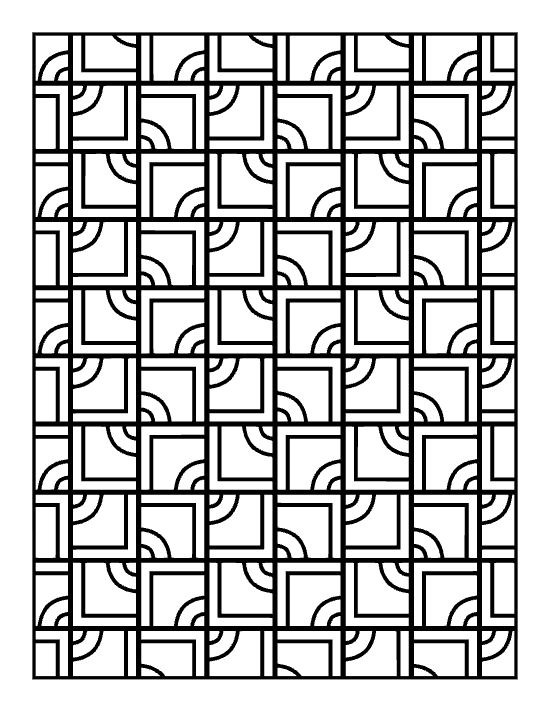 repeating geometric pattern of arcs within squares