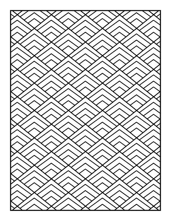 Stacked diamonds creating overlapping scallop shapes across a coloring sheet