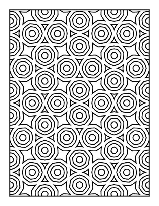 Tessellated octagon circles forming a honeycomb arrangement on a coloring page