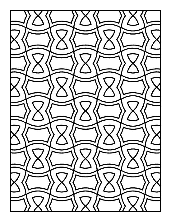 interlocking loop pattern geometric black and white coloring page