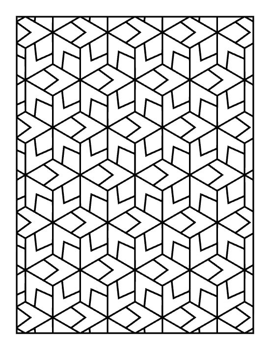Isometric cube grid layered with striped cross accents on a coloring page