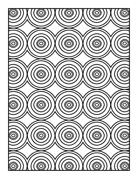 Grid of concentric bullseye circles aligned in tight rows on a coloring sheet