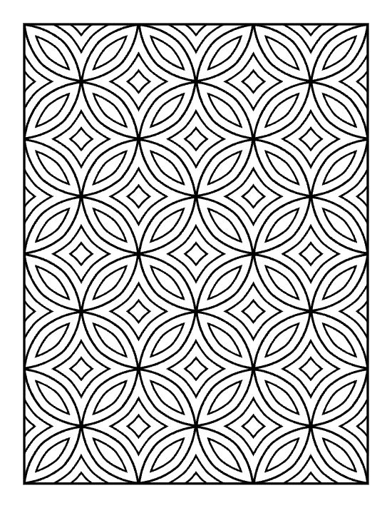 Overlapping circles forming petal and diamond accents stacked across a coloring sheet
