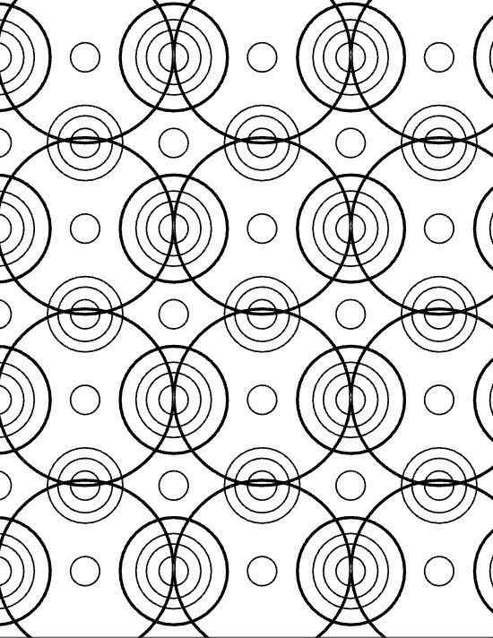 repeating pattern of overlapping circles and concentric circles