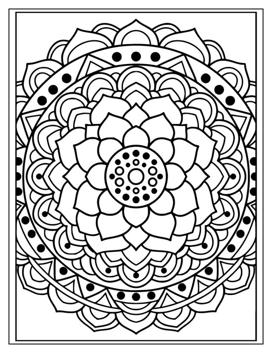 Grand lotus with a broad face of layered petals and a rich pod center, mandala