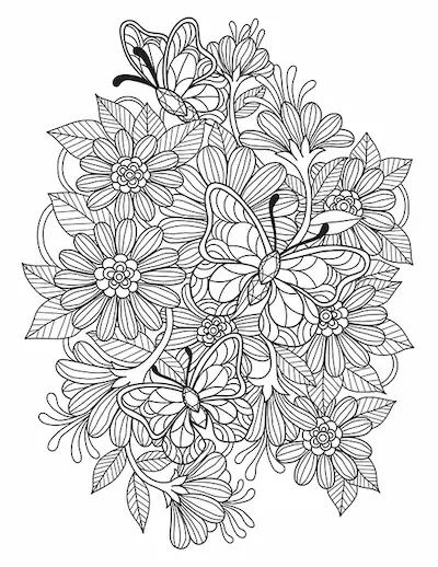 Intricate wildflower mandala coloring page for adults