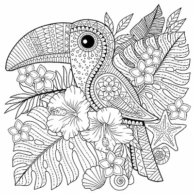 Intricate nature mandala coloring page for adults