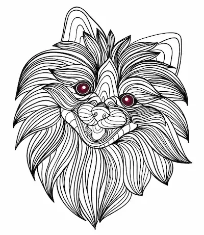 Intricate dog mandala coloring page for adults