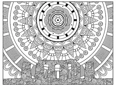 Trippy whimsical mandala coloring page for adults