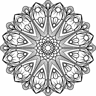Intricate symmetrical mandala coloring page for adults