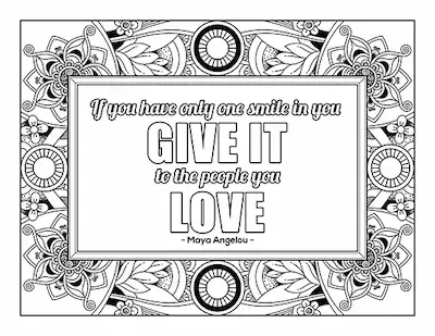 Inspirational mandala coloring page for adults