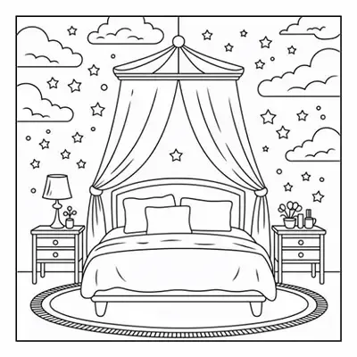 Bold and easy cozy coloring page for adults