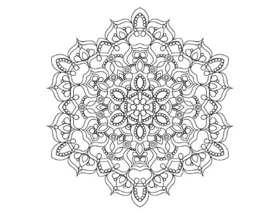 Intricate snowflake mandala with delicate patterns and numerous small circles, mandala