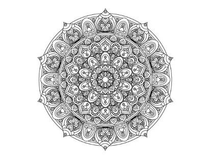 Elaborate floral mandala with varied repeating patterns and fine details mandala.