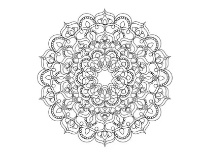 Intricate mandala with a symmetrical design and many small details for coloring. mandala