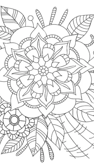 Detailed floral design with intricate petals and leaves, ideal for mindful coloring page.